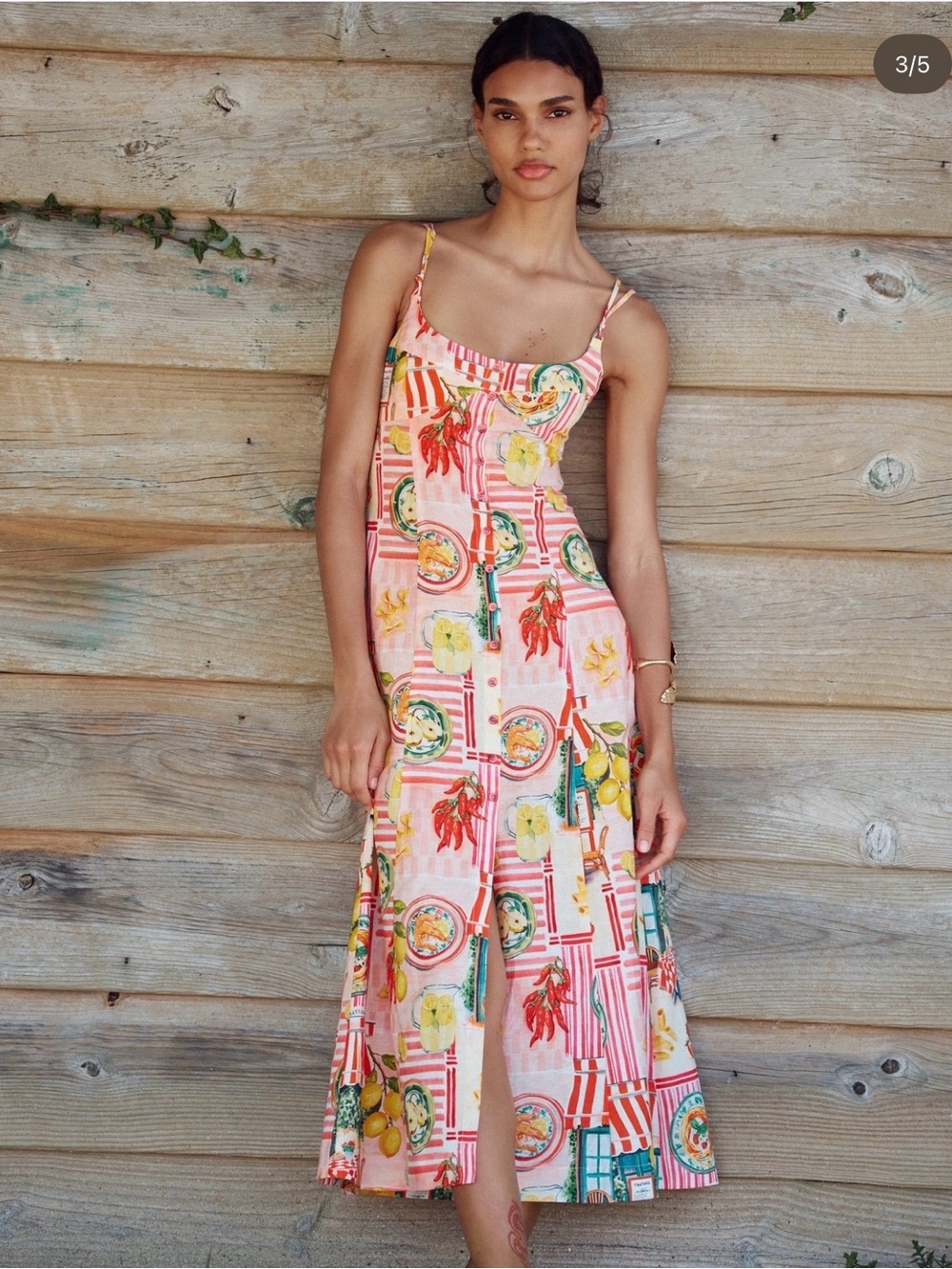 Zara Pink Multi-Color Printed Midi Dress